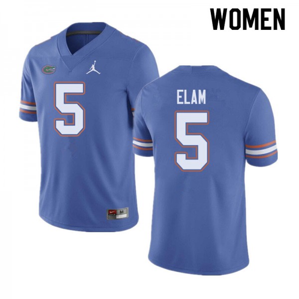 Jordan Brand Women #5 Kaiir Elam Florida Gators College Football Jersey Blue